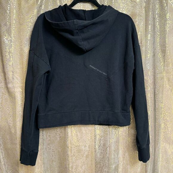 PONY Womens Black Cropped Hooded Pullover Sweater Large - Picture 2 of 4
